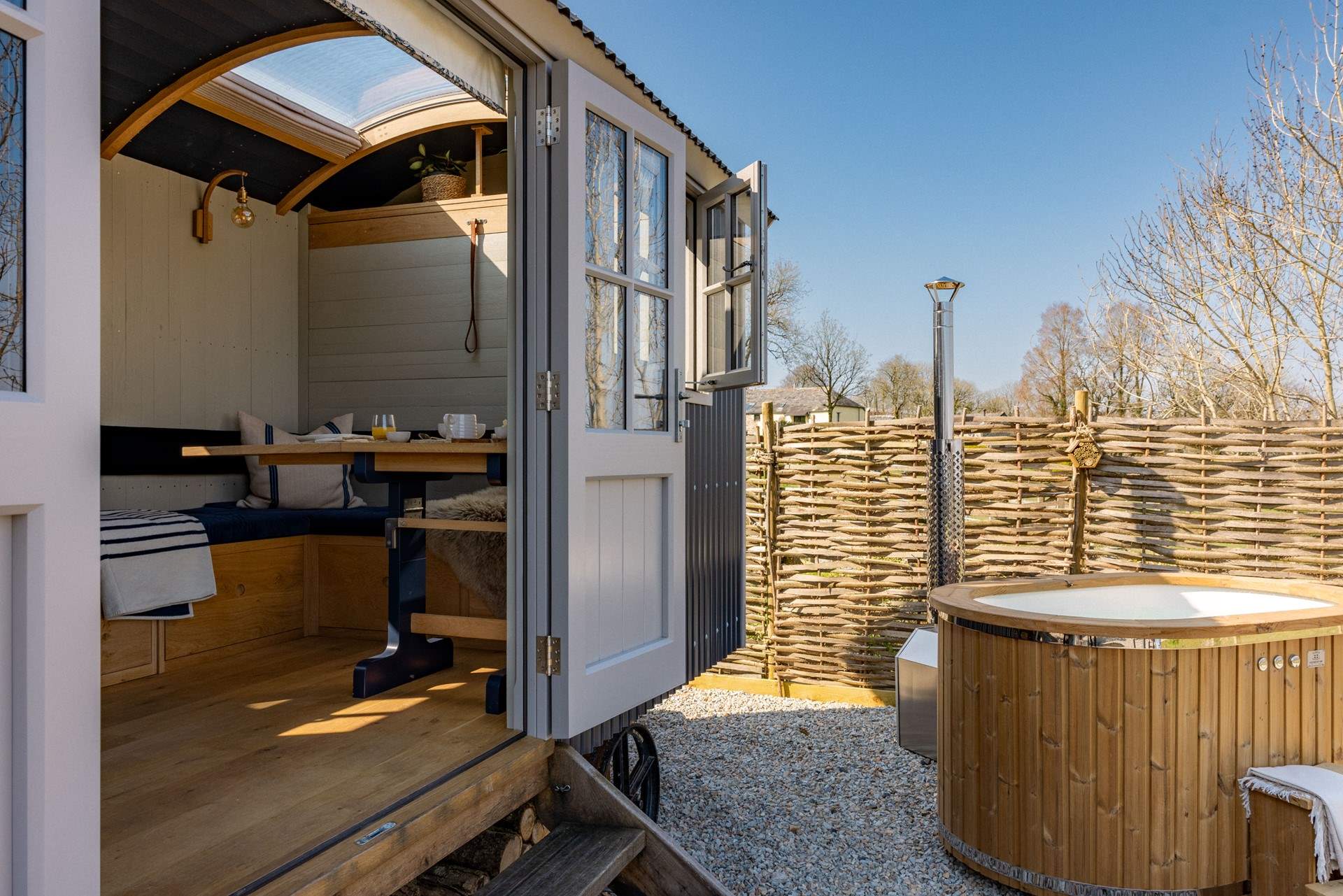 Step outside and into the soul-soothing hot tub.