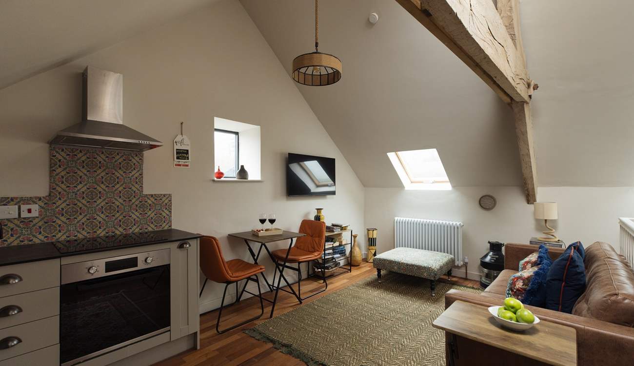 Stylish open plan living space on the first floor in The Horse Shoe. 