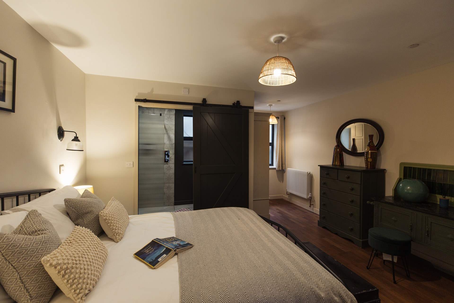 Quiet indulgence in the ground floor bedroom in The Stables. 