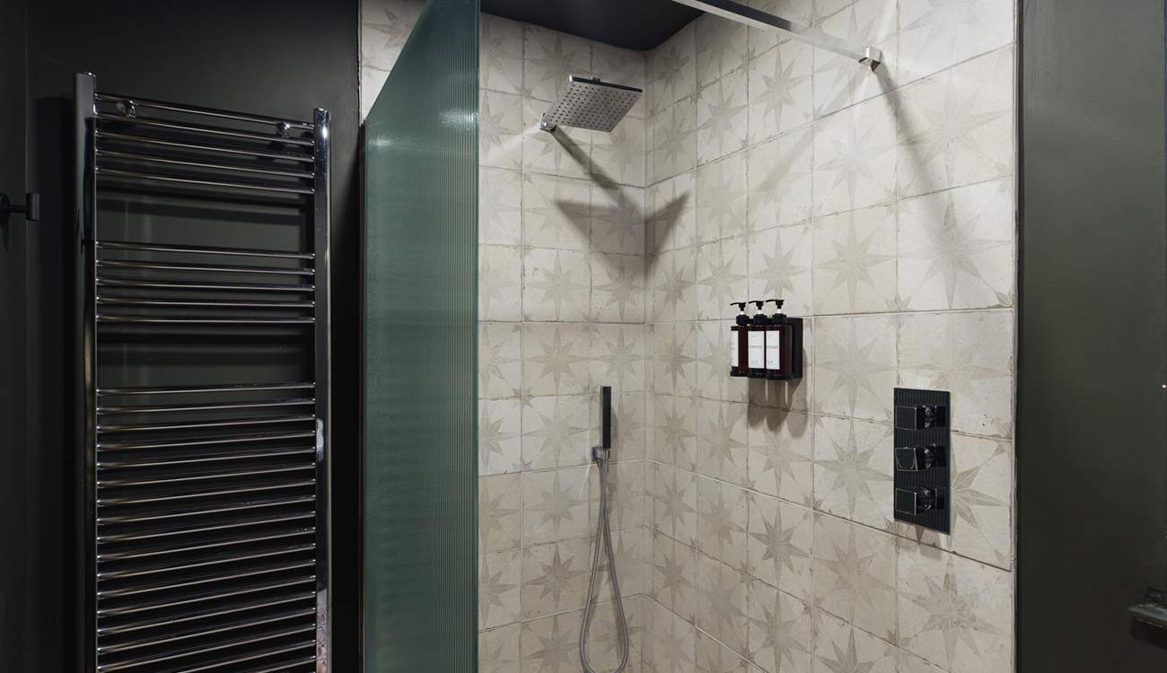 Soothing hot shower after hiking in the mountains. 