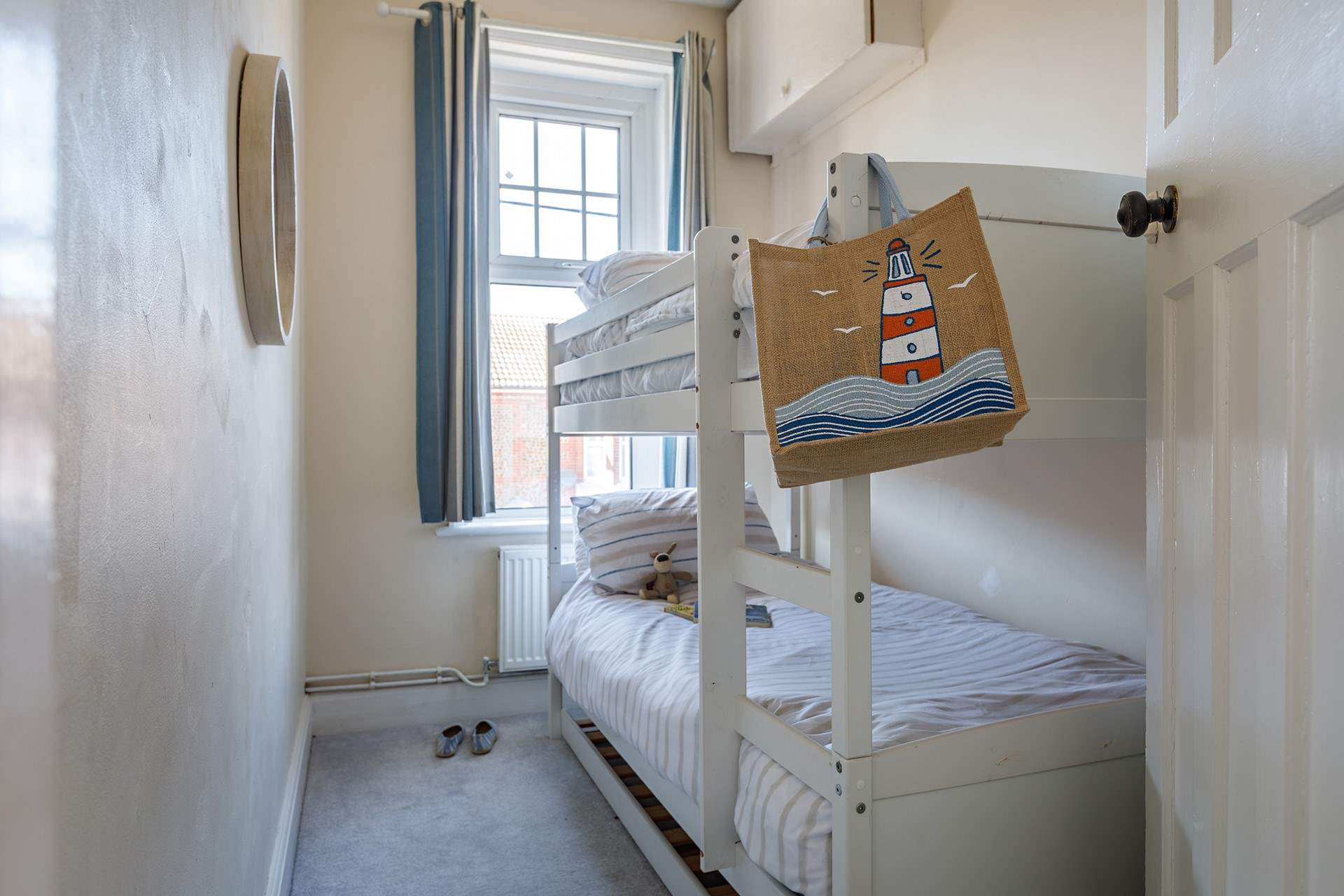 Kids and adults can enjoy the bunk room.