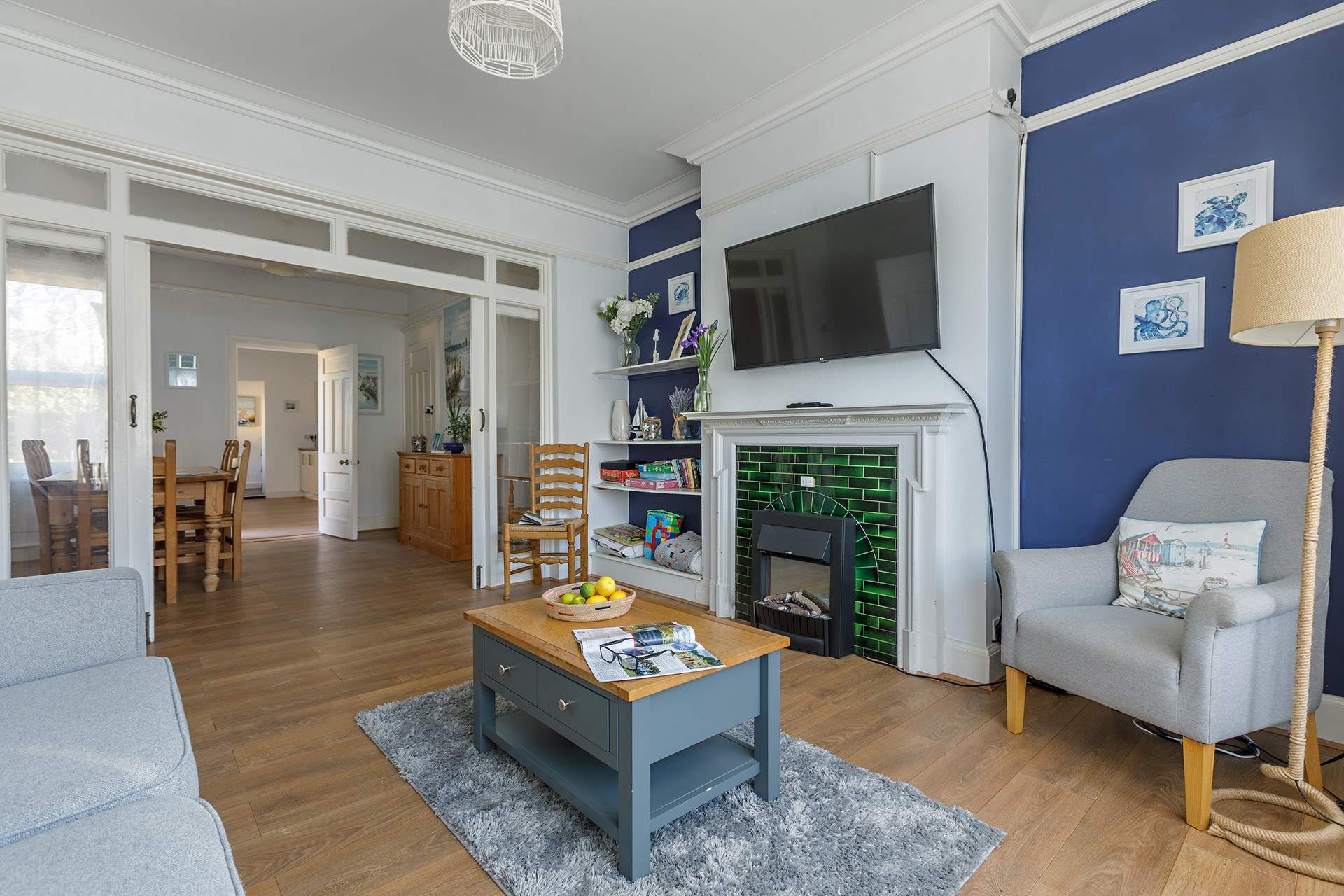 Stunning coastal colours in the living space.