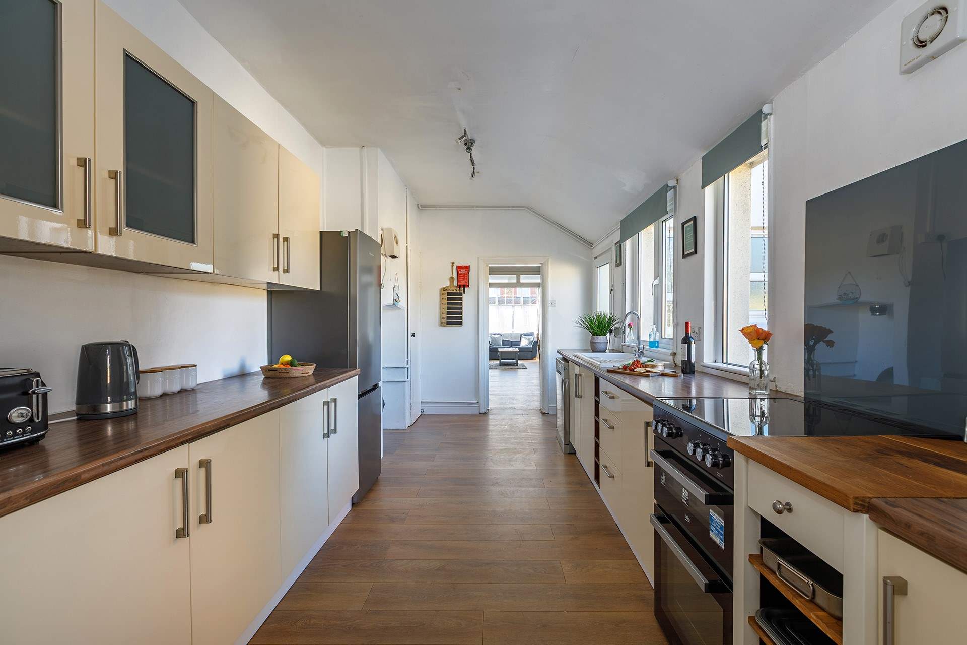 The spacious kitchen looks through to the open plan living/dining area; perfect for chatter with loved ones.