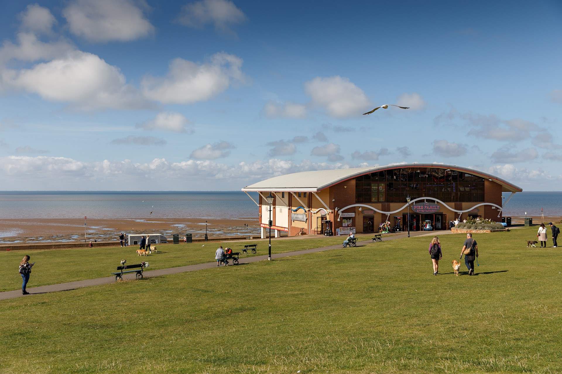 Hunstanton's green and promenade beyond; where musical events are often held throughout the summer against glorious sunsets.