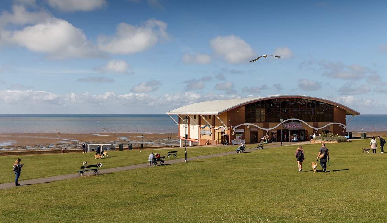 Hunstanton's green and promenade beyond; where musical events are often held throughout the summer against glorious sunsets.