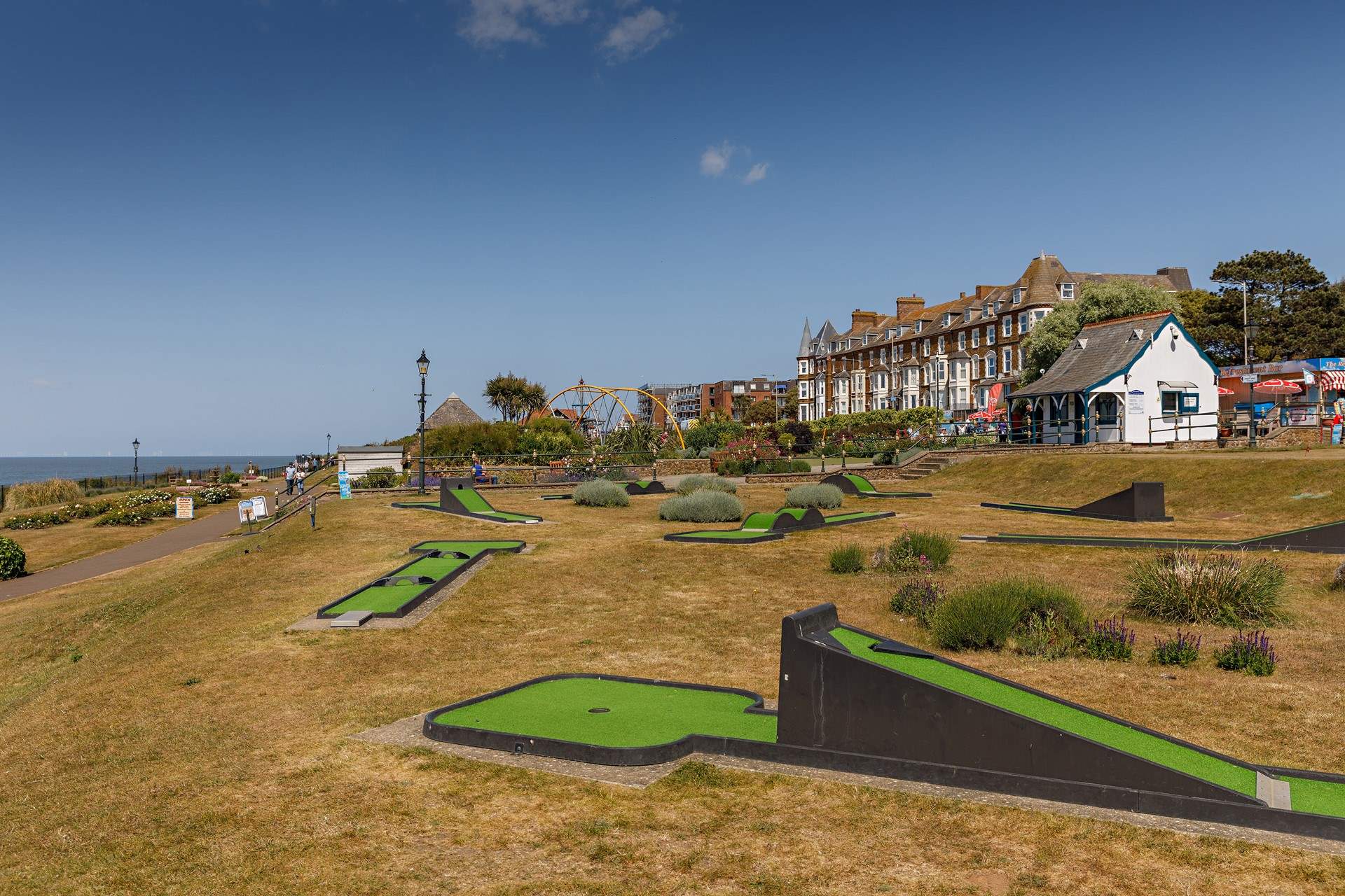 Fun for all is a game of pitch and putt on the seafront, what a view!