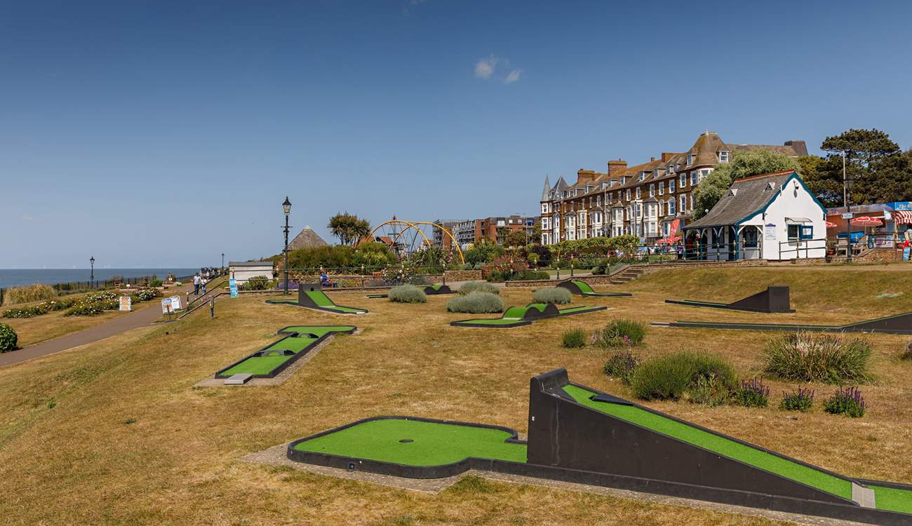 Fun for all is a game of pitch and putt on the seafront, what a view!