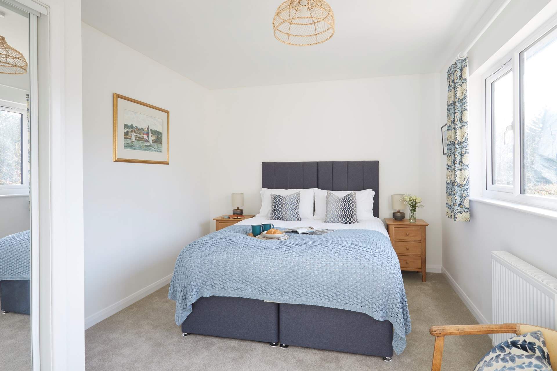 Bedroom 1 with flexible 'zip and link' beds can be arranged as small twin beds or a king-size double.