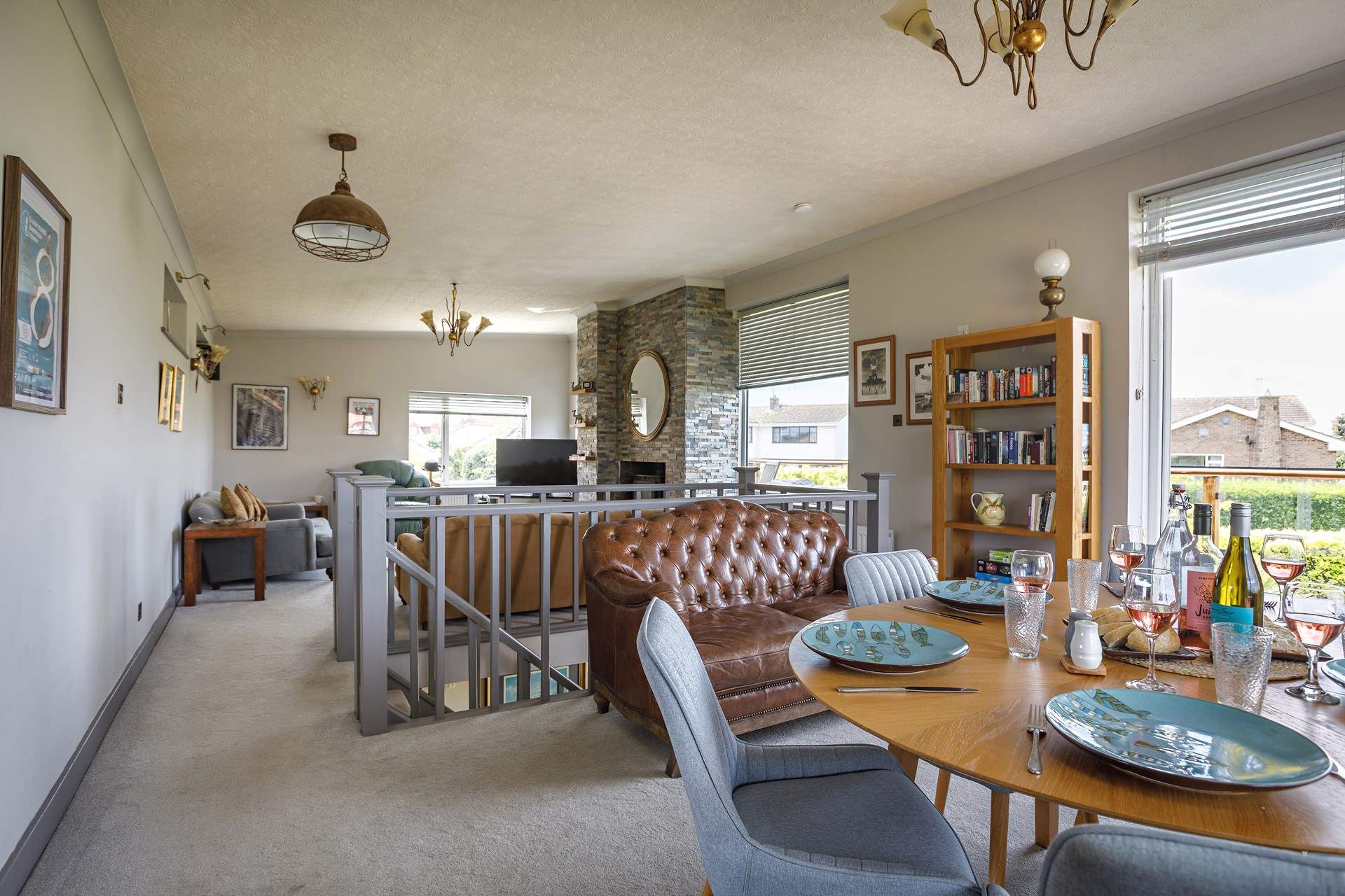 The living and dining area is on the first floor.