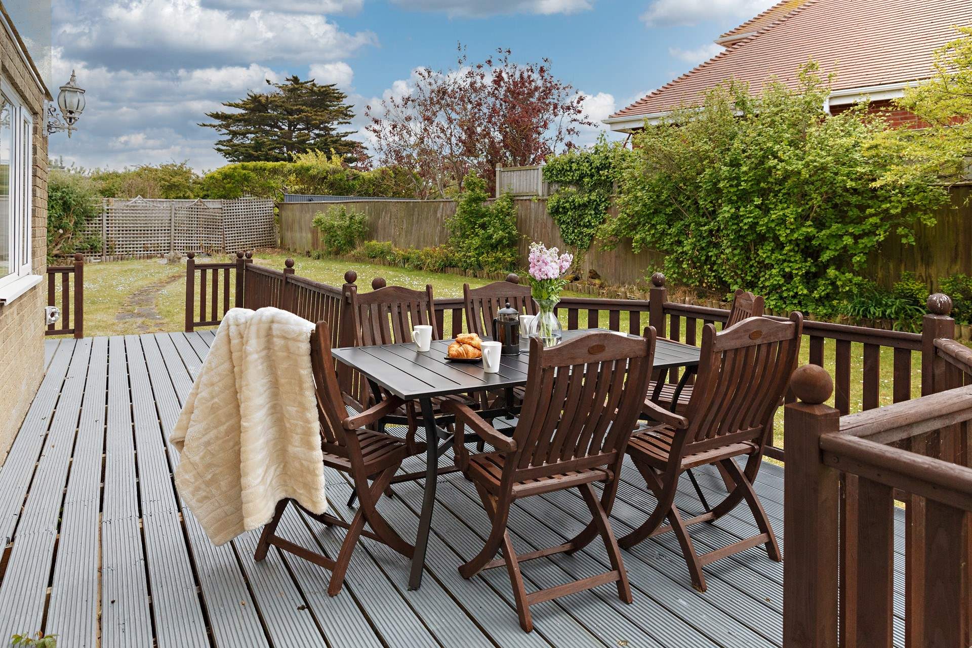 Breakfast on the decking.