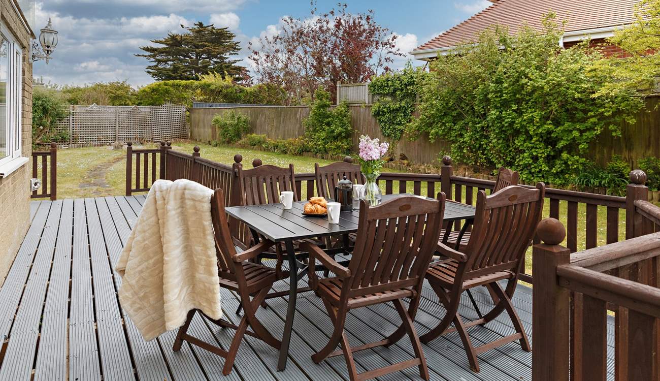 Breakfast on the decking.
