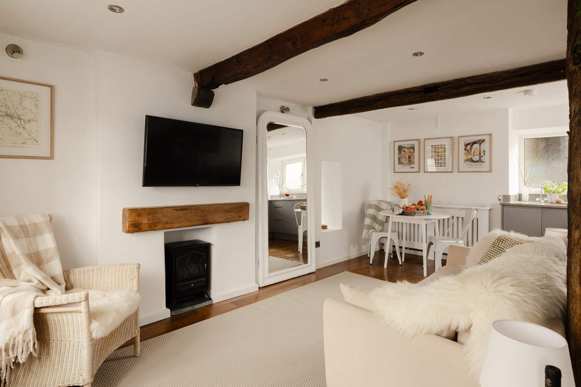 The open plan living-room is light and airy.