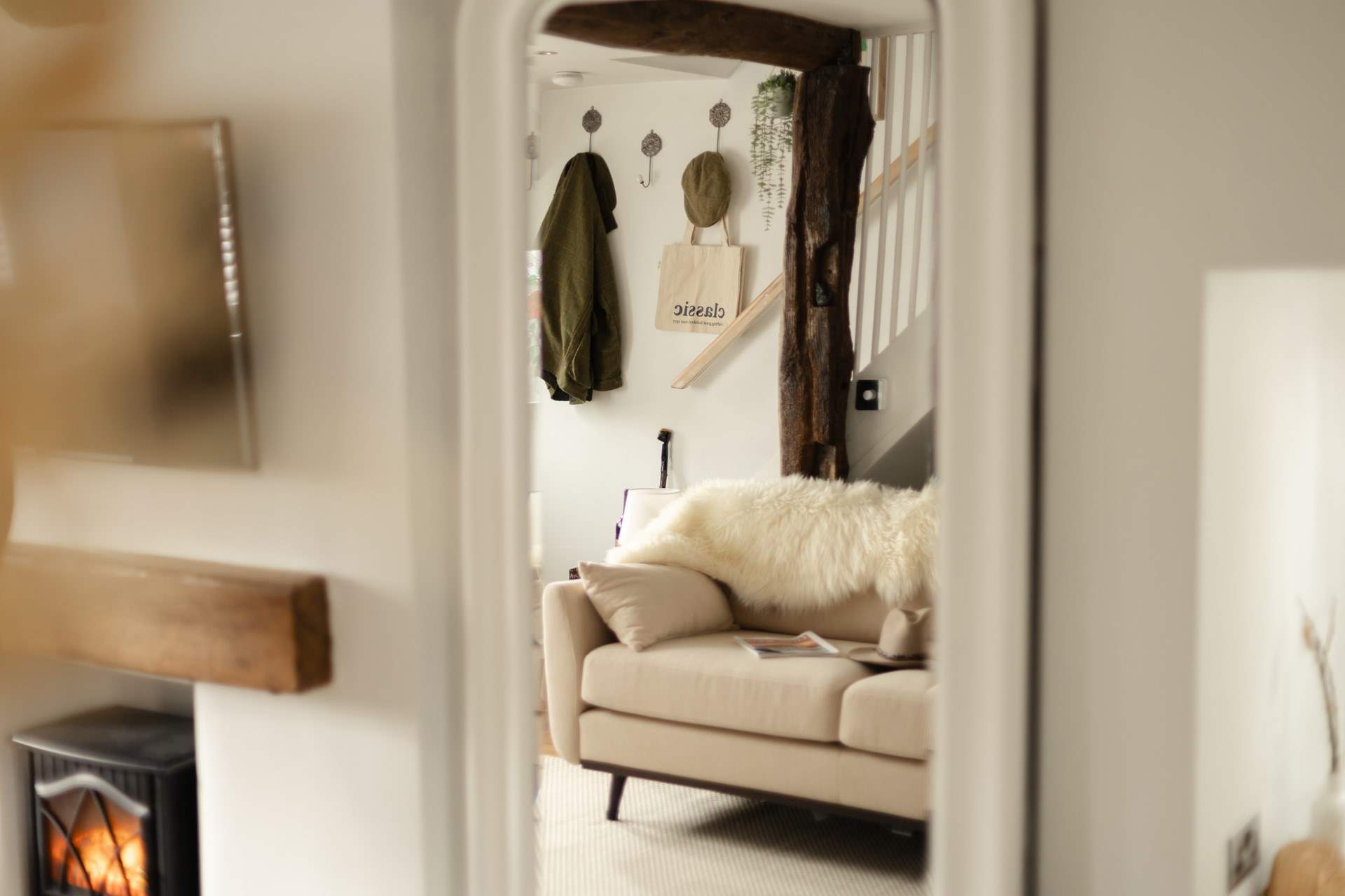 The sheepskin is so cuddly.