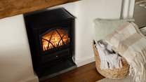 The electric wood-burner makes the cottage cosy all year round. 