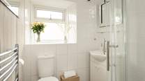 The shower-room is just steps from the bedroom.