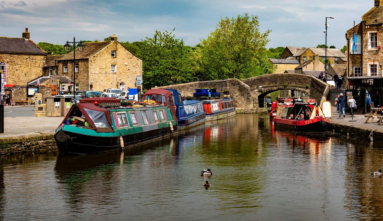 Take a stroll around Skipton and see the barges.