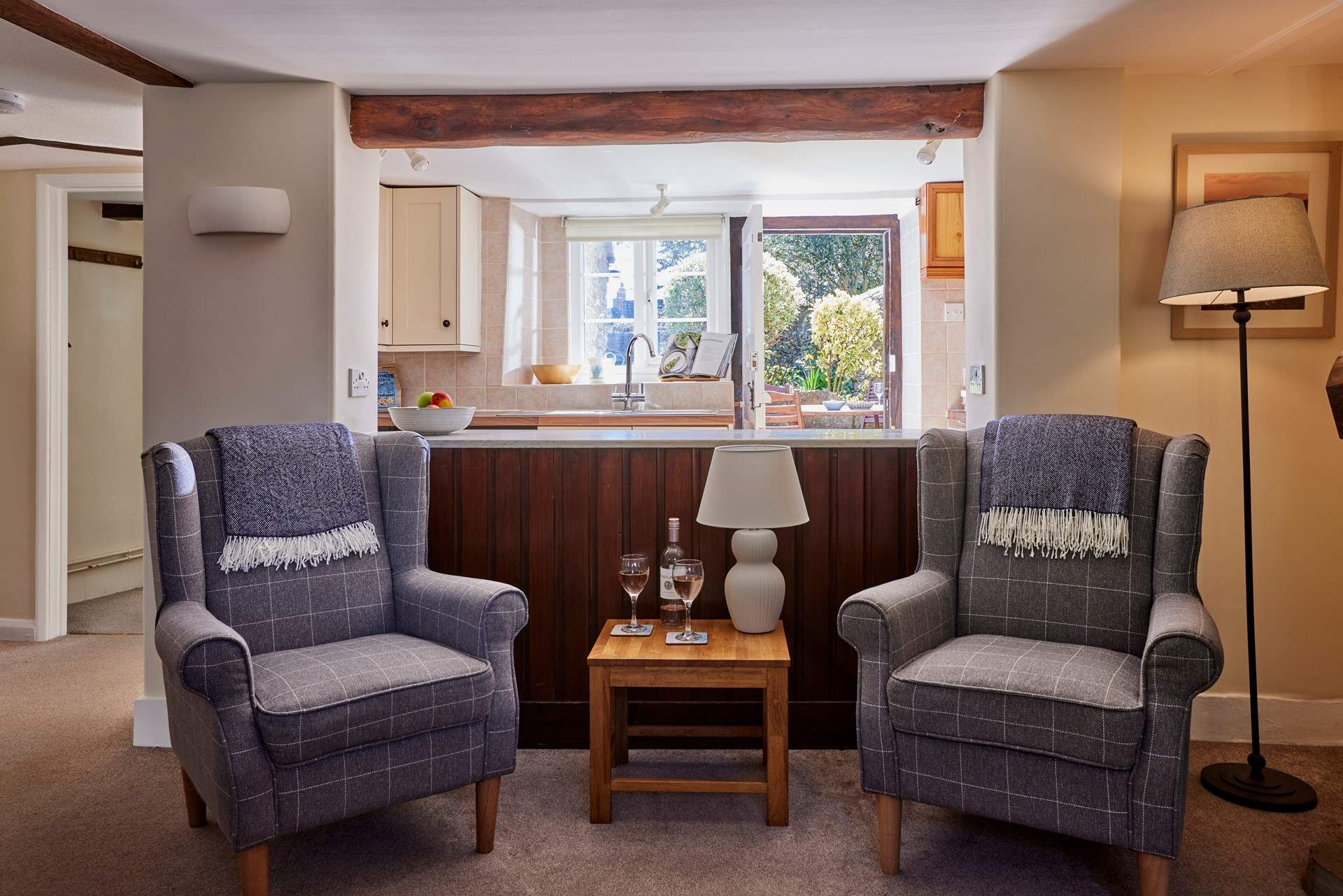 The semi open plan living-room is so peaceful and perfect for some quiet time with a glass of something nice and the sound of birdsong from the garden.
