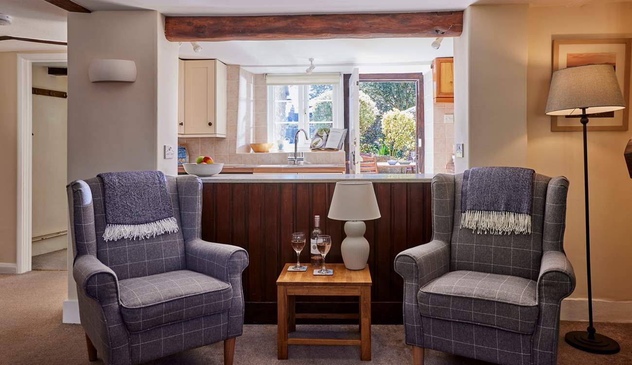 The semi open plan living-room is so peaceful and perfect for some quiet time with a glass of something nice and the sound of birdsong from the garden.