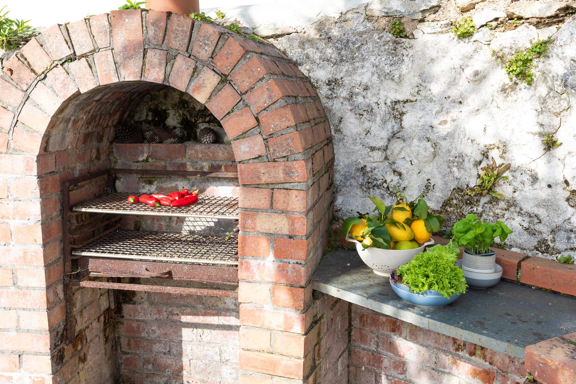 Fire up the large brick barbecue and dine under the sky.