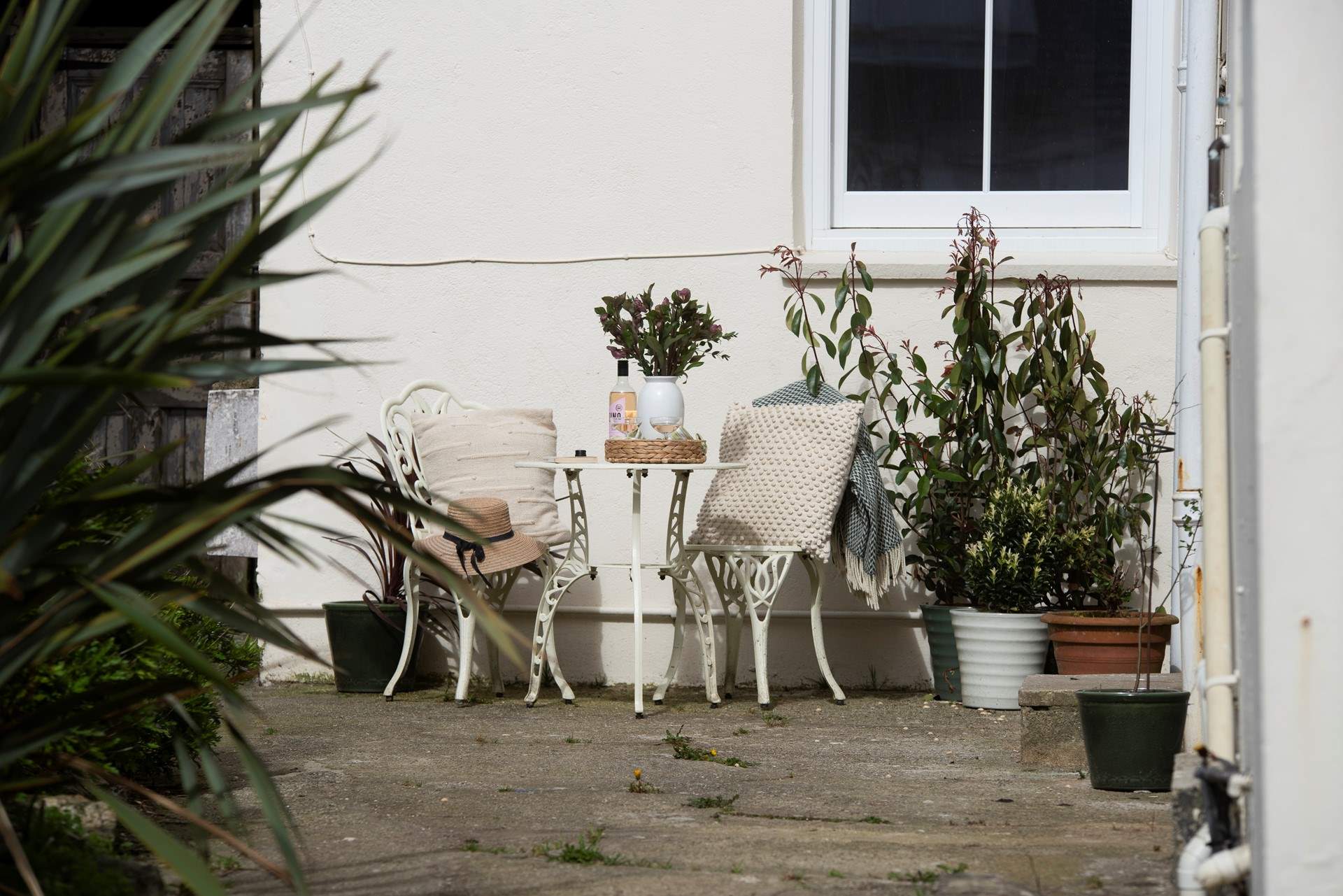 The lovely sunny courtyard is enclosed. 
