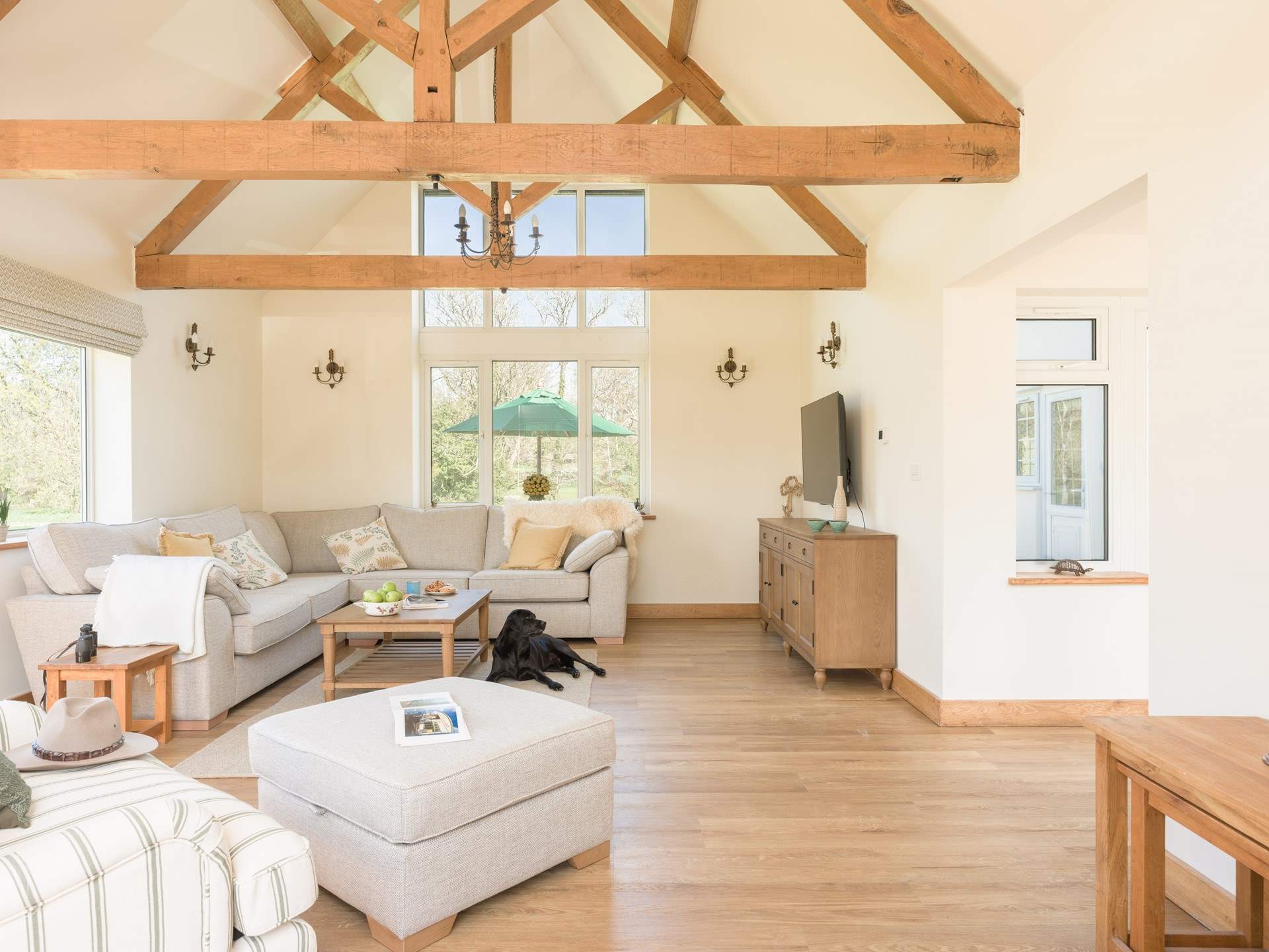 The vaulted ceiling and large windows make this room a gorgeous place to unwind after a day on the hills.