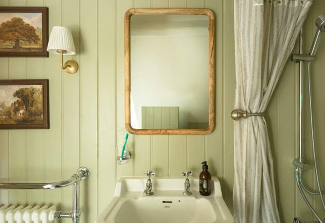 The bathroom is a haven of peace.