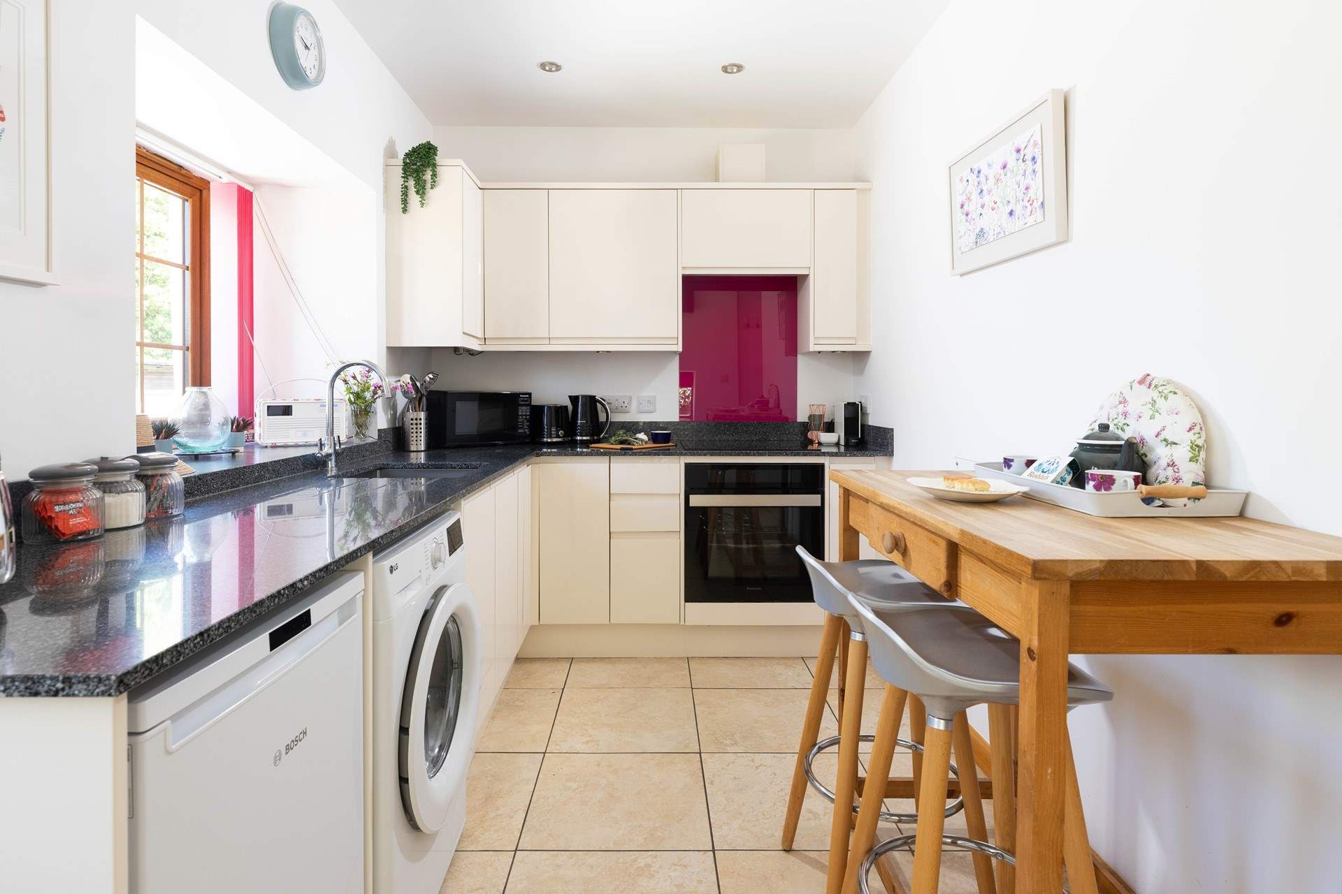 The kitchen is perfectly stocked for your every culinary need. 