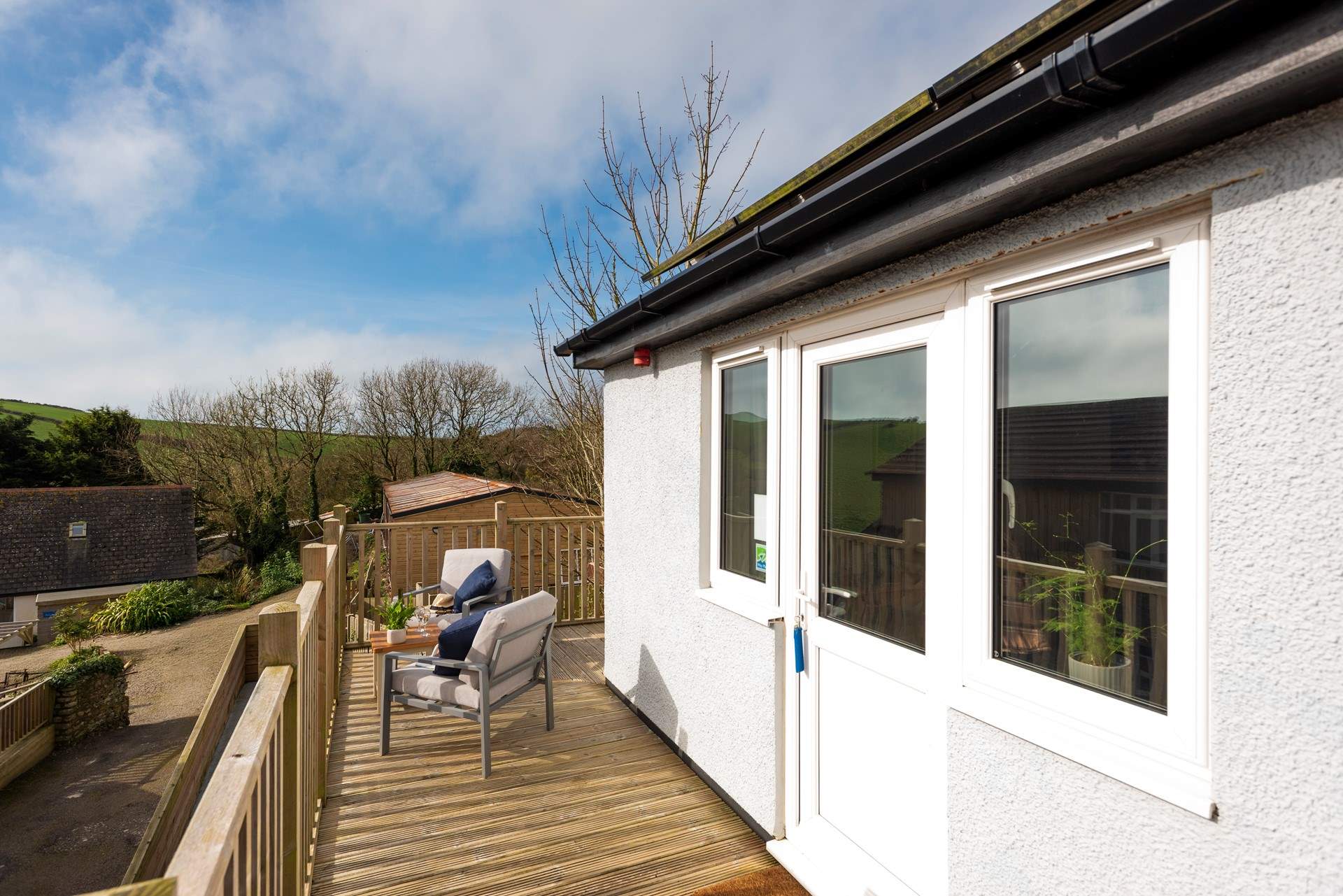 In an elevated position, the decking catches the sun for most of the day. 