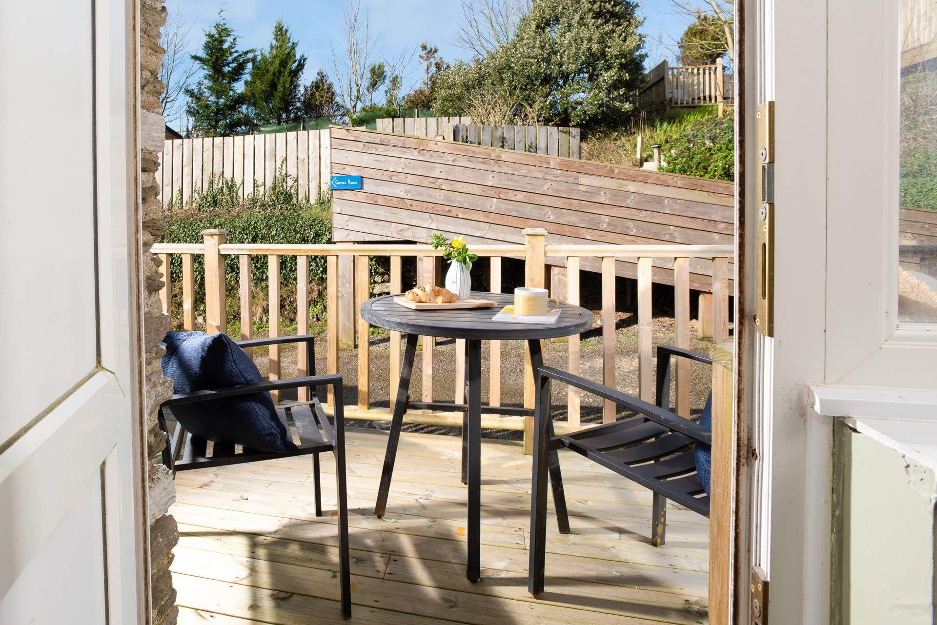 Step out for a morning cuppa or evening sundowner.