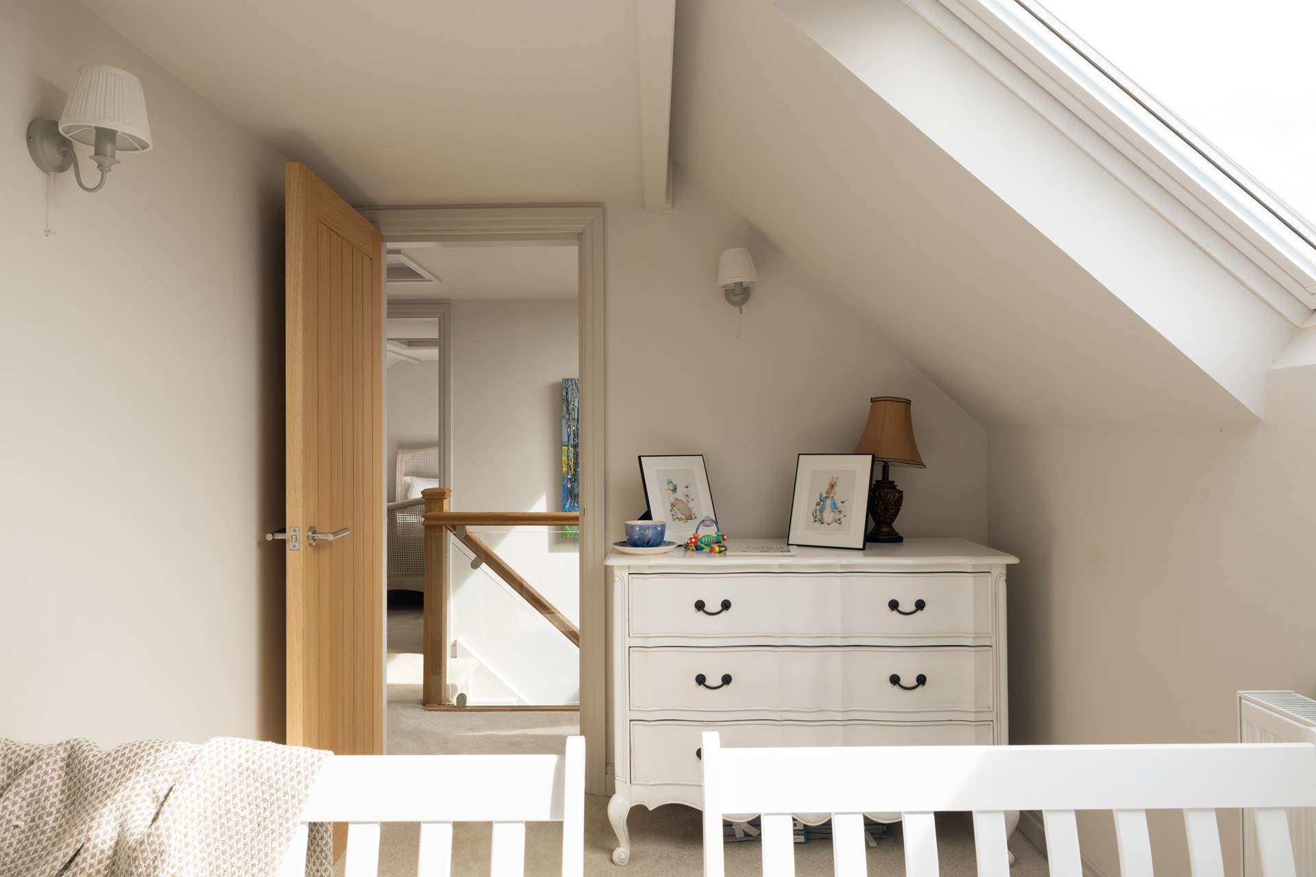 The light streams in to the bedroom.