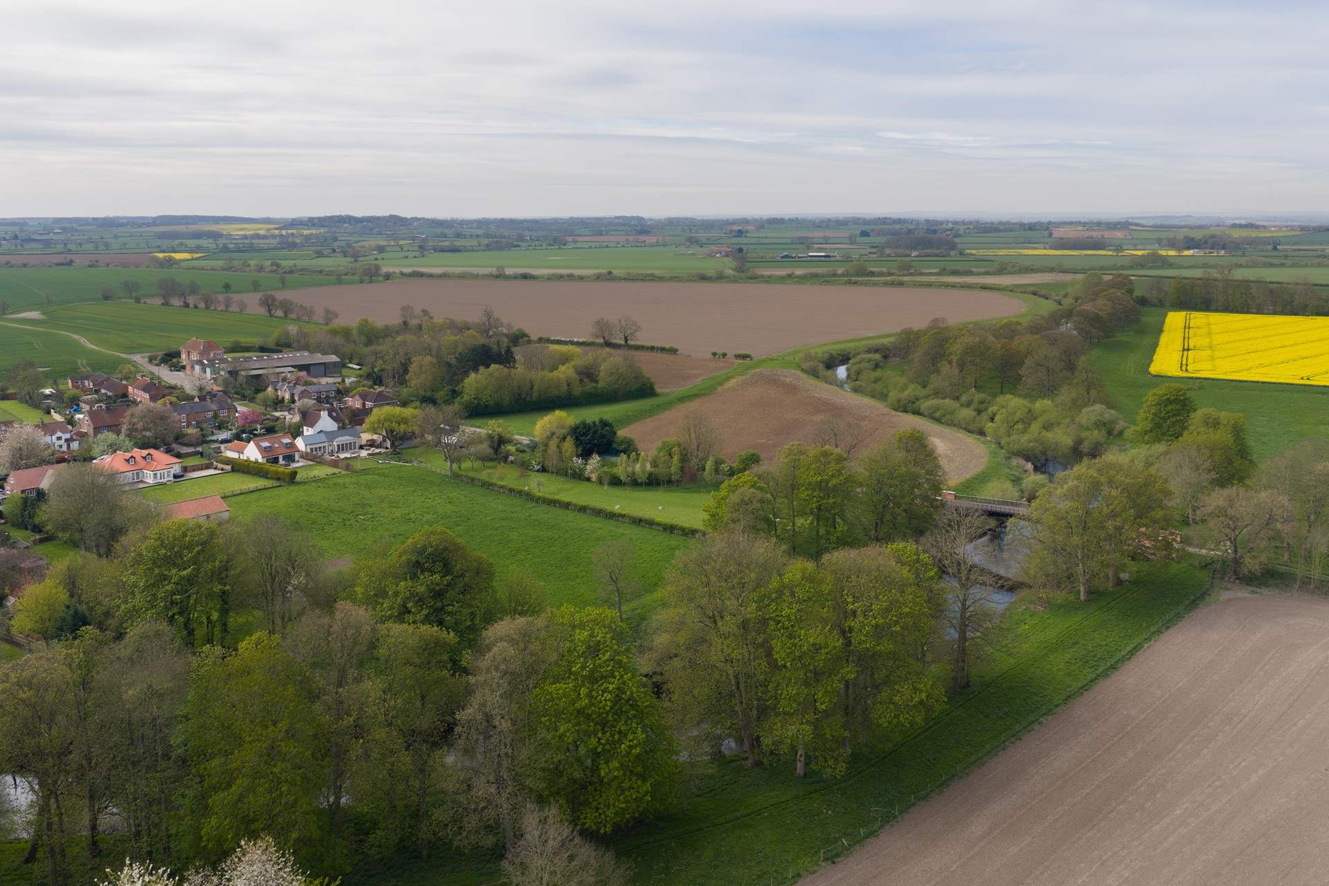 Myton on Swale from the air, set within the glorious North Yorkshire countryside. 