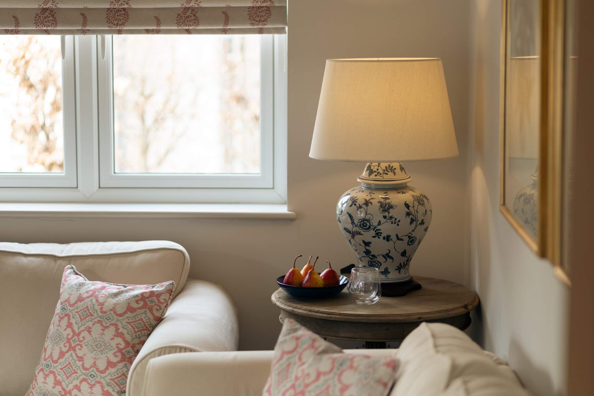 The lamp gives out a cosy glow.