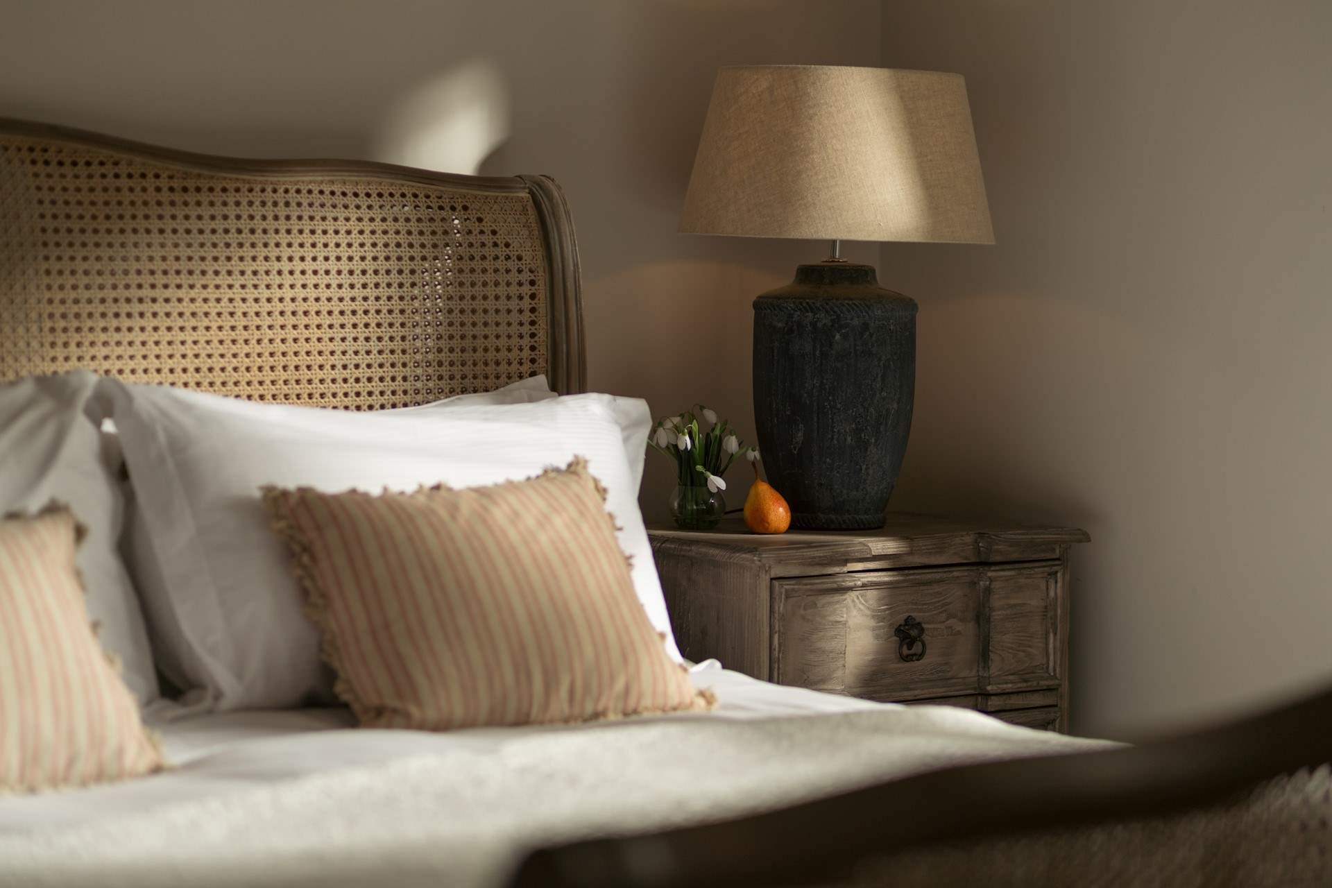 Crisp white linen and fluffy duvets invite you to snuggle down.