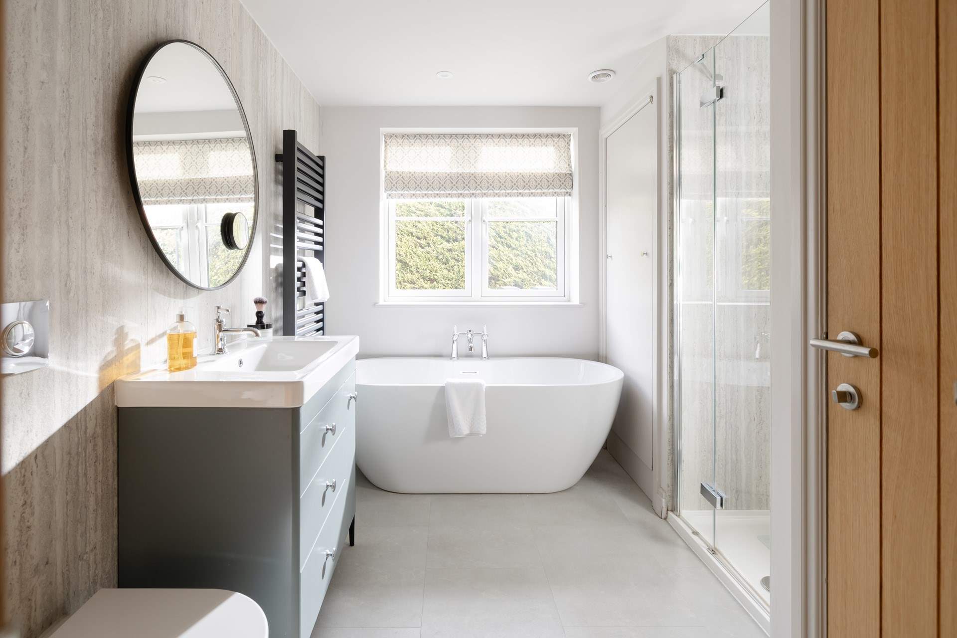 The family bathroom has a shower and a luxurious bath and is on the ground floor.