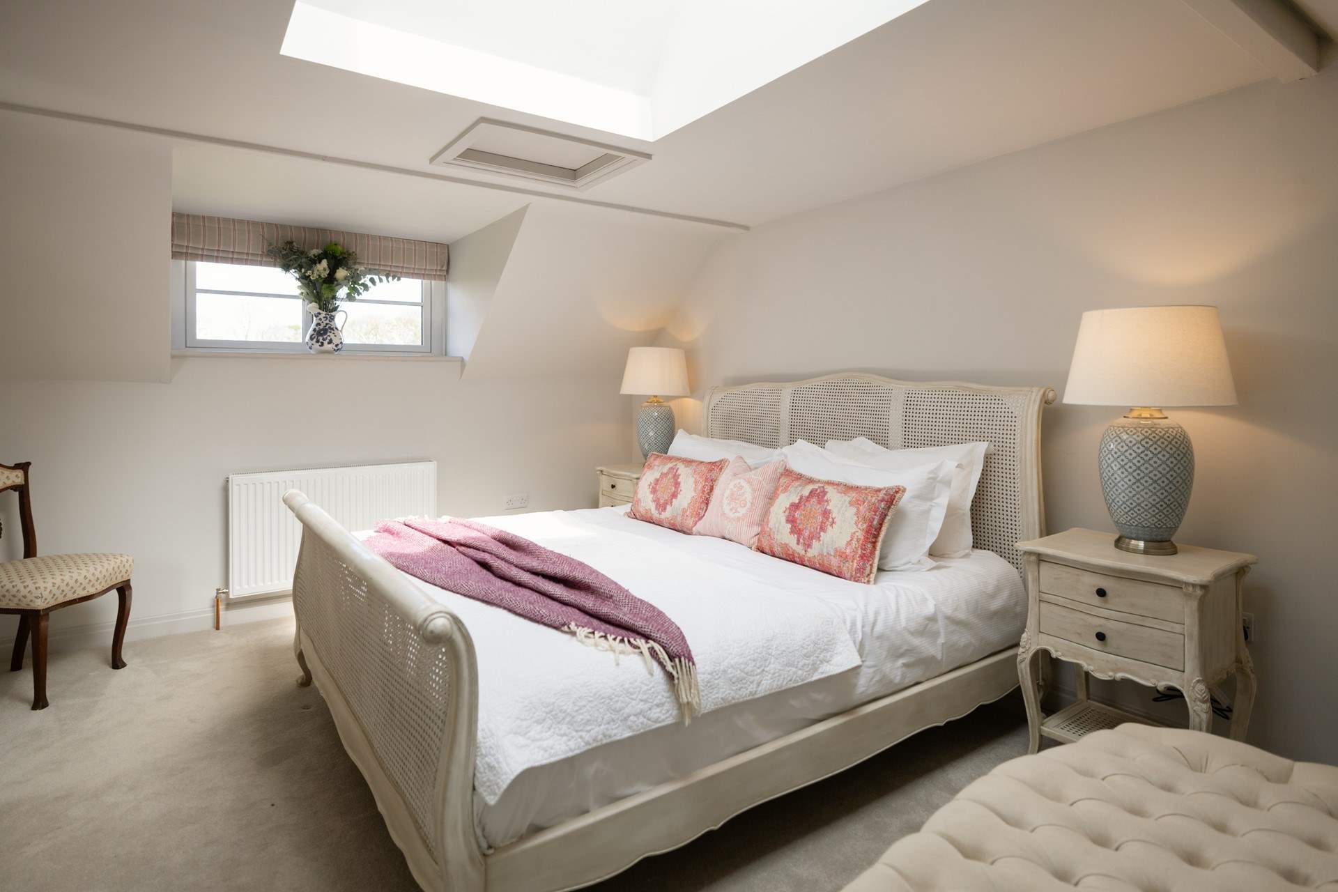 This king-size bedroom is on the first floor and is decorated in the French provincial style. 