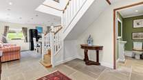 The entrance hall links the ground floor perfectly, with the stairs to the first floor leading up just outside of the kitchen area.