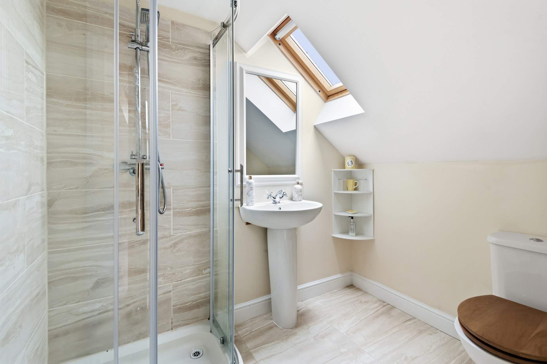 The shower-room ensuite is fully equipped with this glorious shower cubicle.