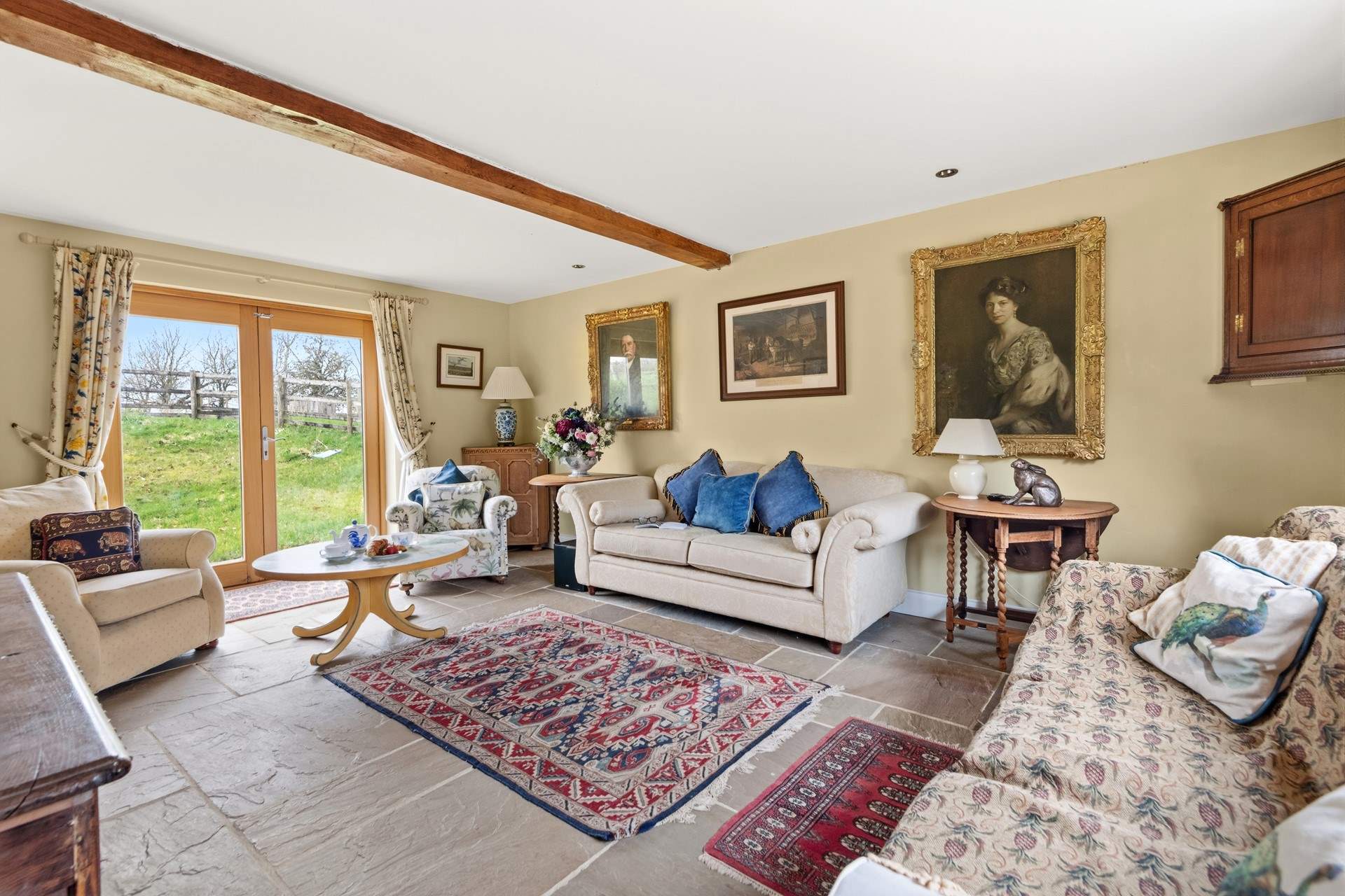 The sitting-room is characterful, charming and cosy.