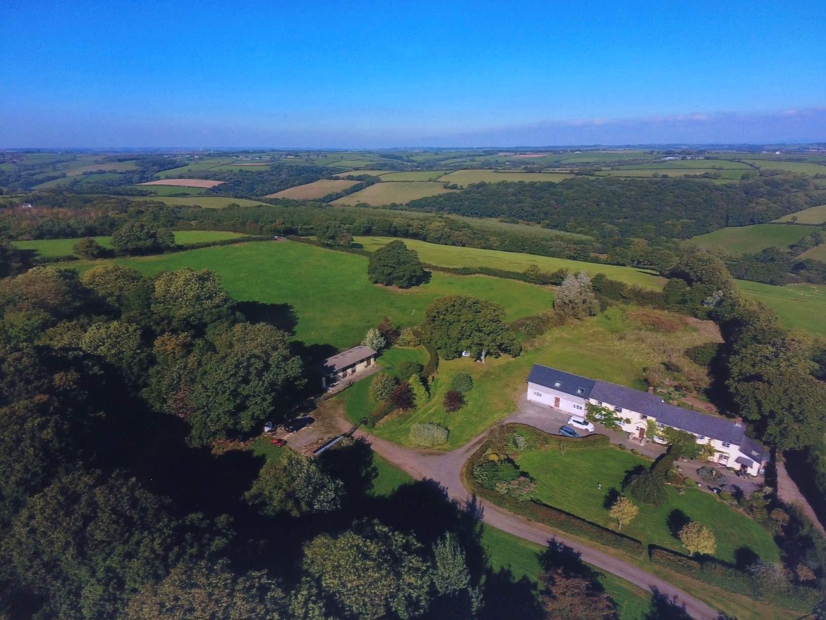 The aerial view of the Northleigh estate shows how vast and beautiful the countryside which surrounds you is.