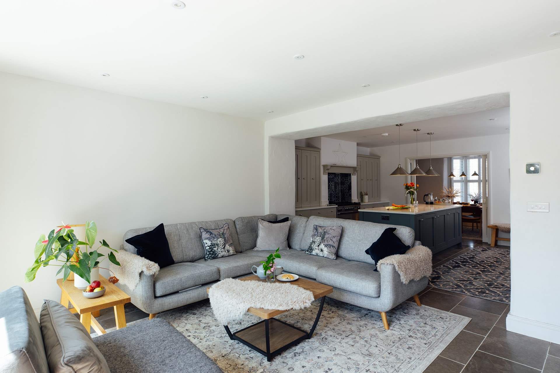 Open plan living is ideal for get togethers. 