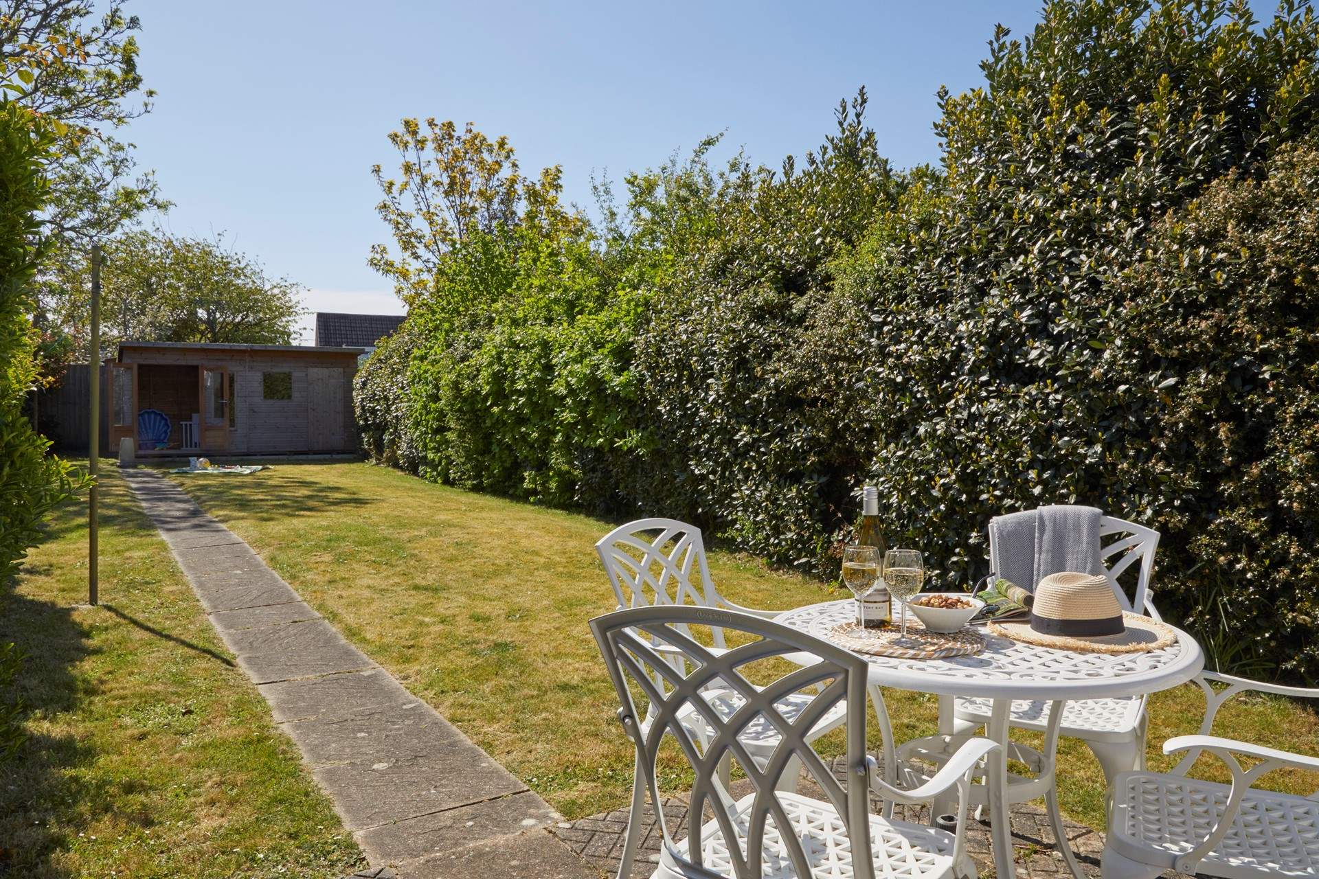 The south-facing garden is ideal for al fresco dining.