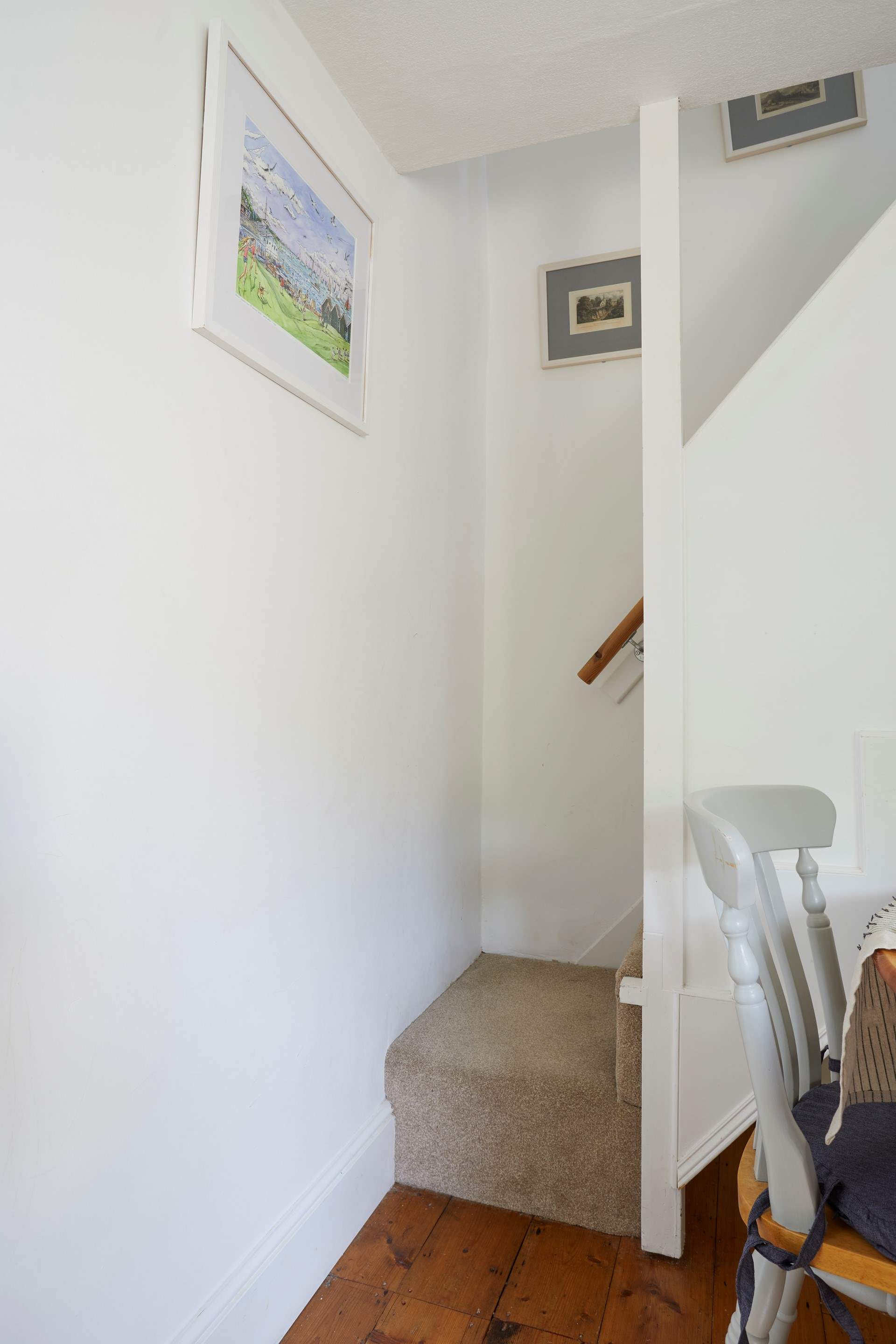 As typical with a cottage, the stairs are narrow and a little steep.