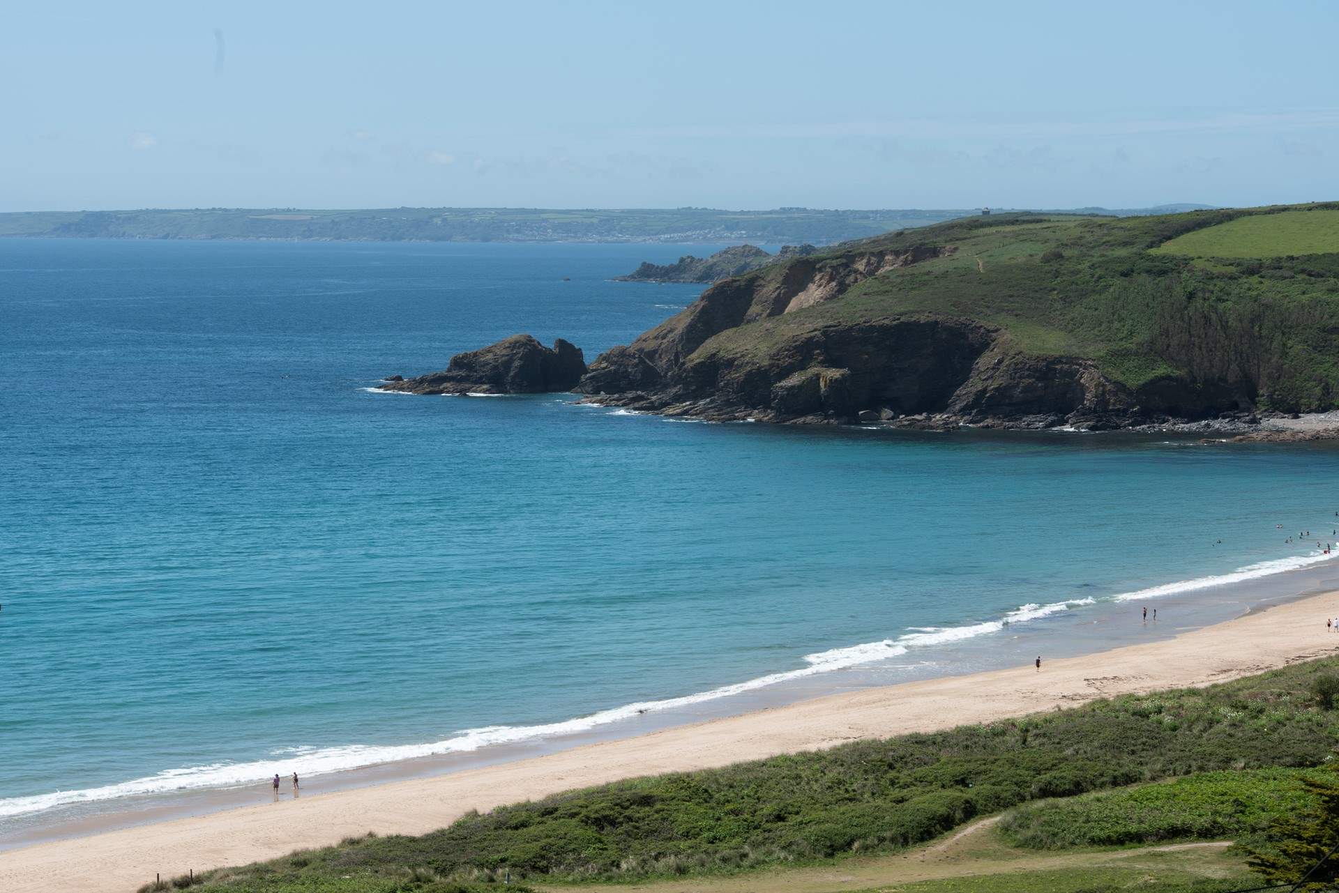 The long stretch of golden sand in nearby Praa Sands.