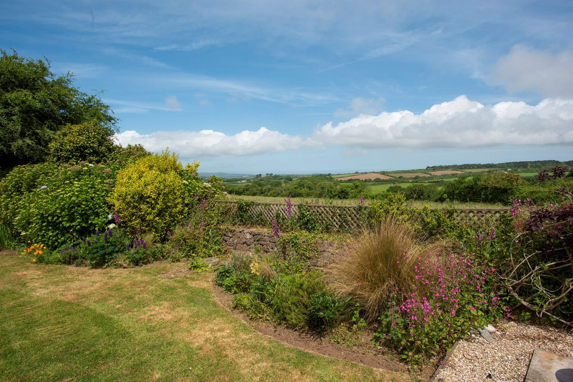 Views of the countryside from this delightful garden.