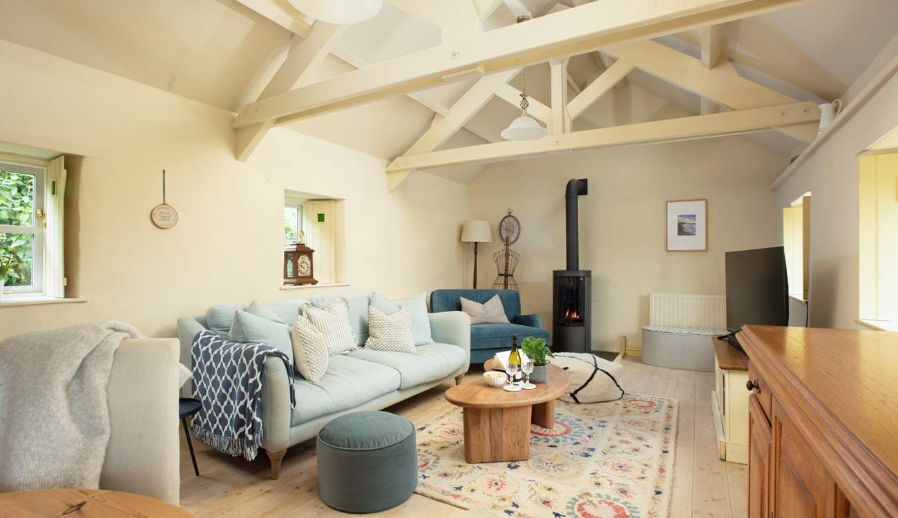 The first cosy sitting-room with gas wood-burner.
