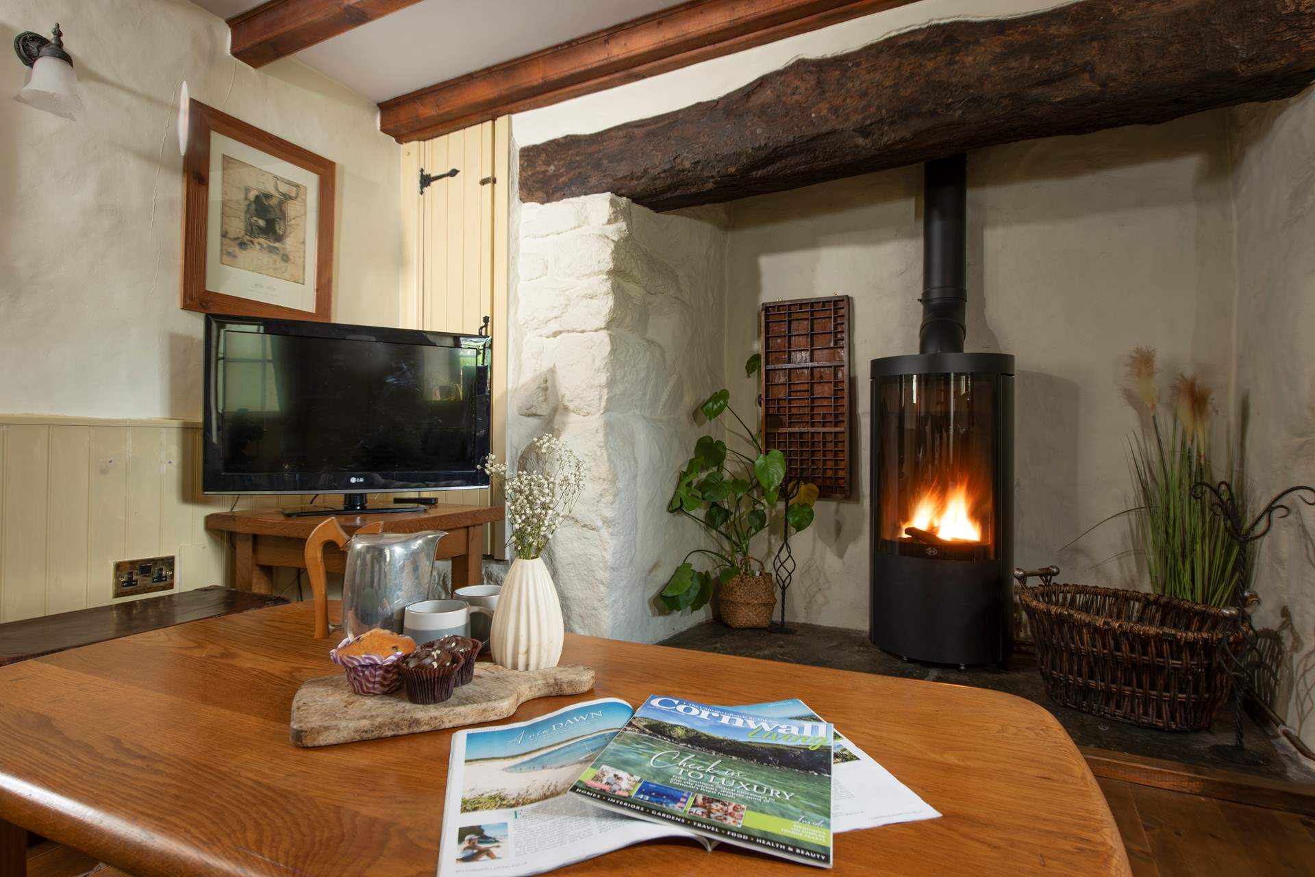 Enjoy your morning coffee in this homely space.