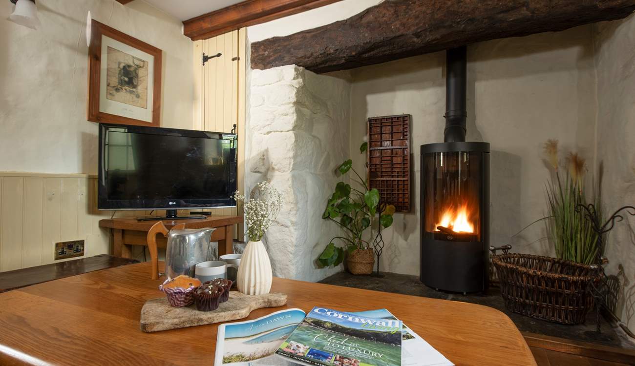 Enjoy your morning coffee in this homely space.