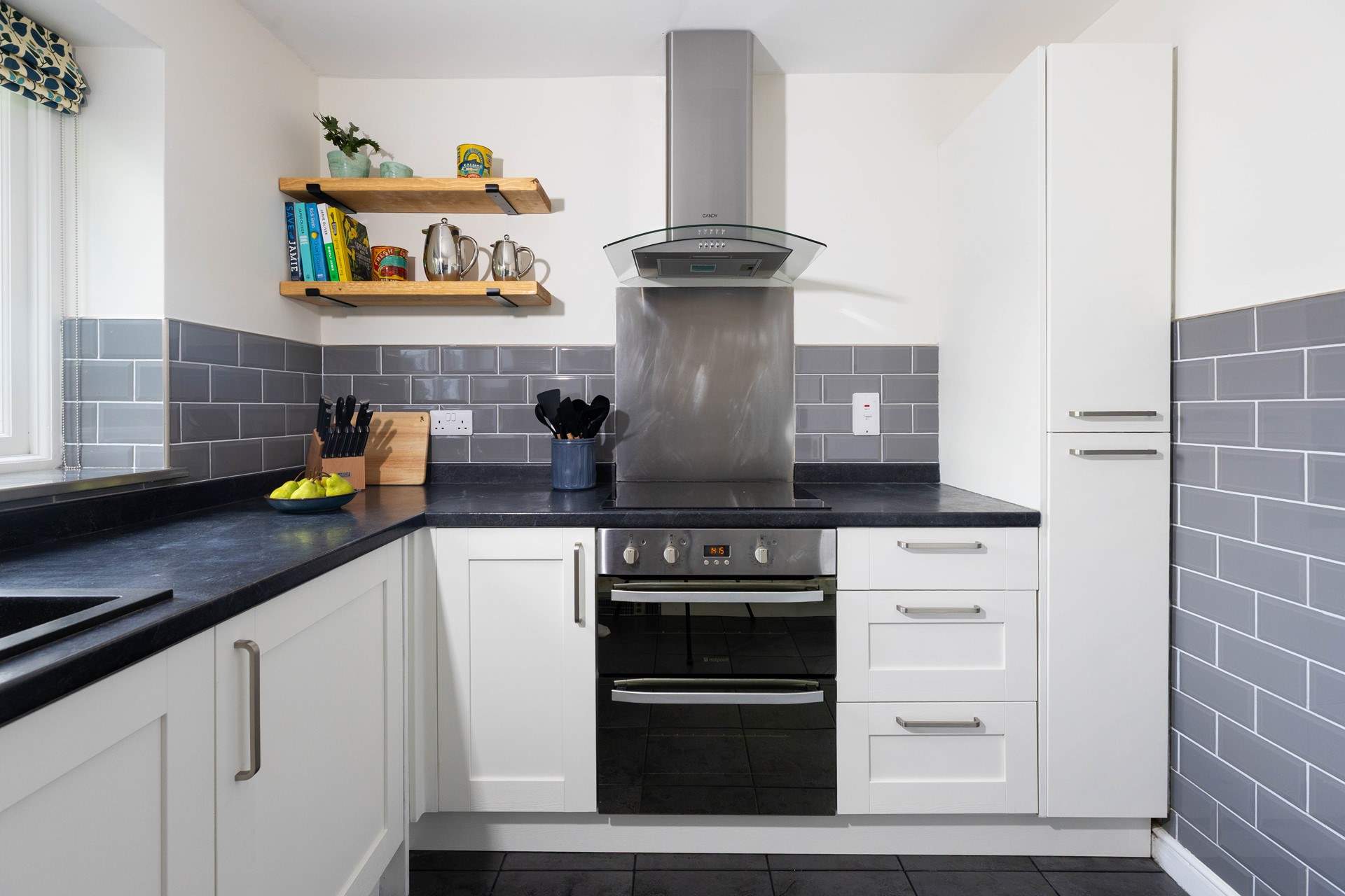 The light and airy kitchen. 