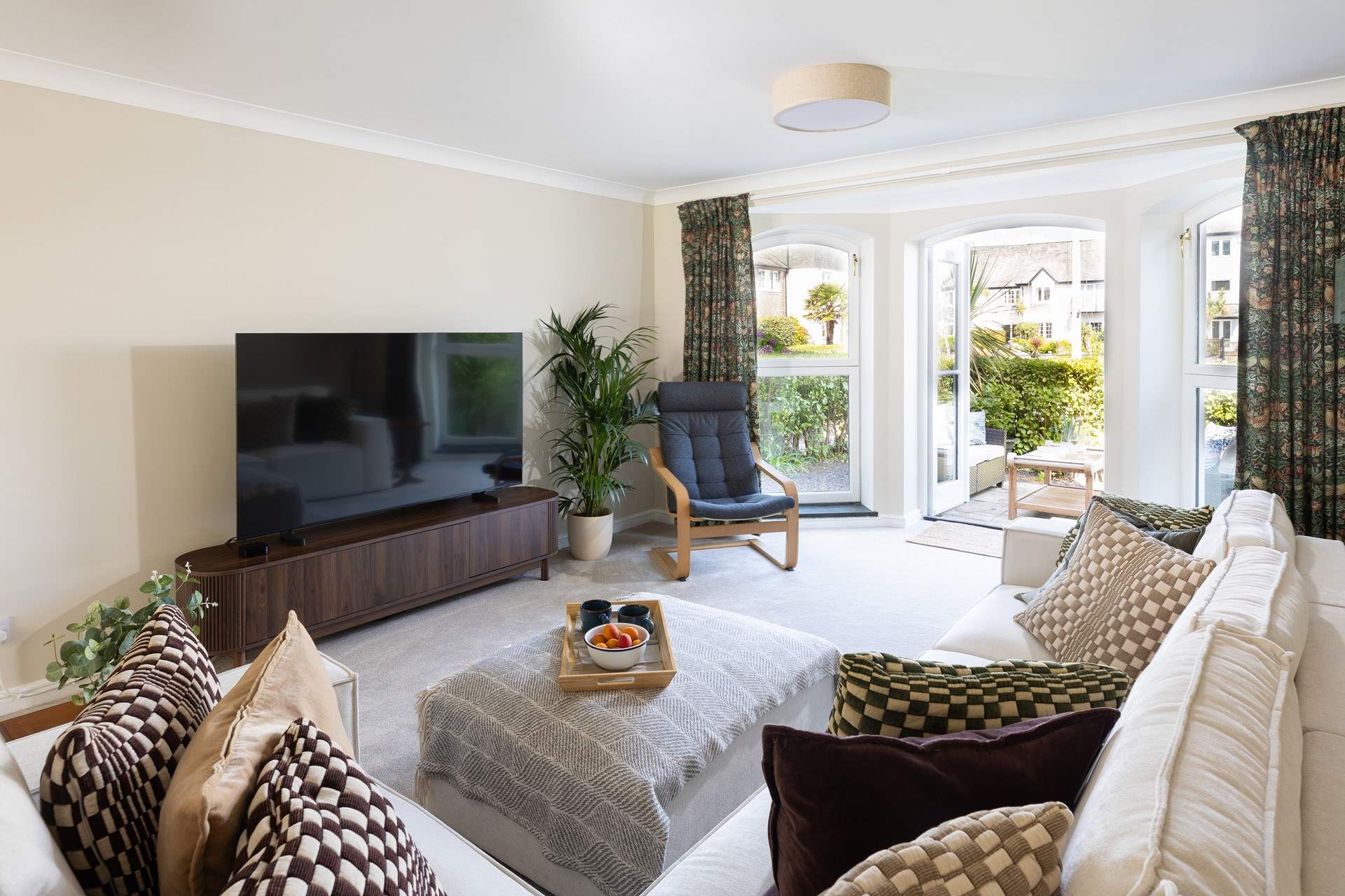 Double doors open to the patio.