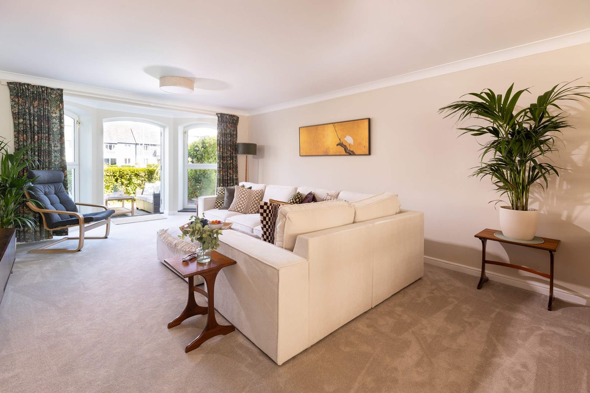 The huge sofa is the perfect place to relax. 
